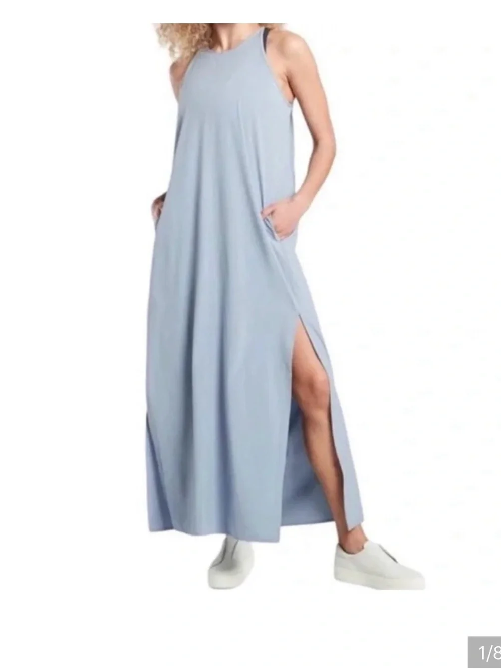 Athleta Light Blue Slip Dress with Spaghetti Straps